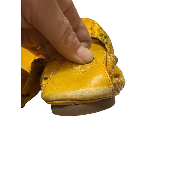 Tory Burch Yellow Snake Print Leather Ballet Flats Womens Shoes 8.5 - Picture 5 of 8